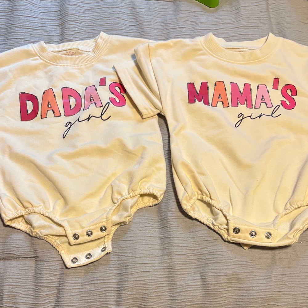 Cream Baby One Piece Set - Dada's Girl & Mama's Girl